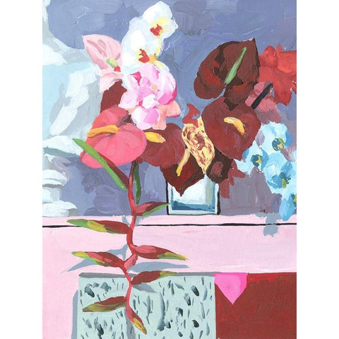 Flame Bouquet I White Modern Wood Framed Art Print by Wang, Melissa