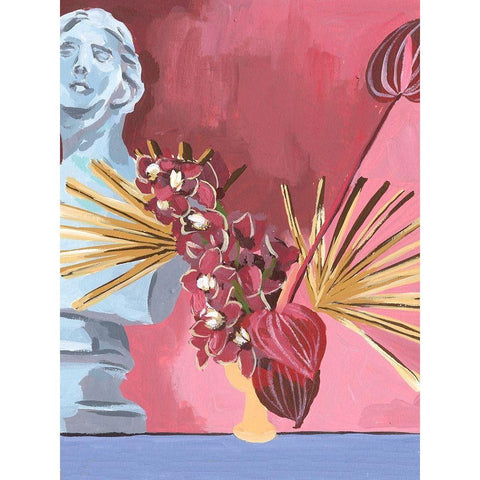 Flame Bouquet II Black Modern Wood Framed Art Print with Double Matting by Wang, Melissa
