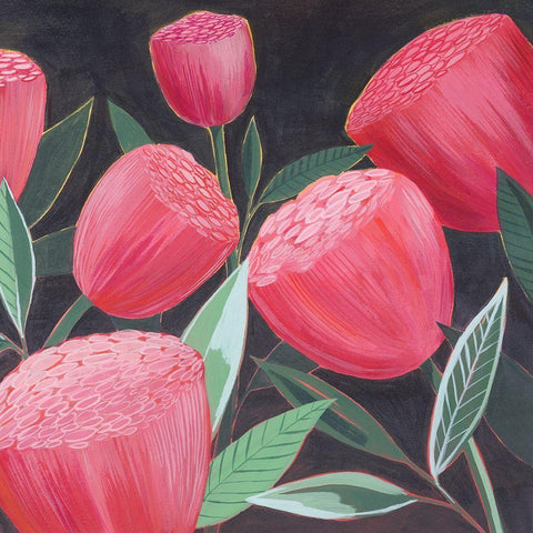 Blush Blossoms II Black Modern Wood Framed Art Print with Double Matting by Popp, Grace