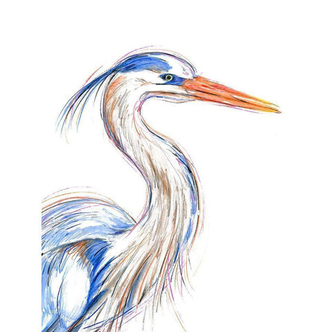 Herons Glance I Black Modern Wood Framed Art Print with Double Matting by Warren, Annie