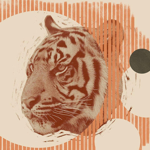 Pop Art Tiger II White Modern Wood Framed Art Print with Double Matting by Green, Jacob