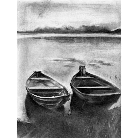 Bateau Noir II Black Modern Wood Framed Art Print with Double Matting by Parker, Jennifer Paxton