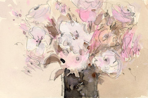 Mauve Arrangement I White Modern Wood Framed Art Print with Double Matting by Dixon, Samuel