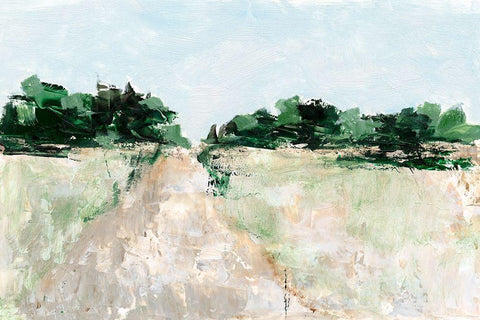 Mint Fields I White Modern Wood Framed Art Print with Double Matting by Harper, Ethan