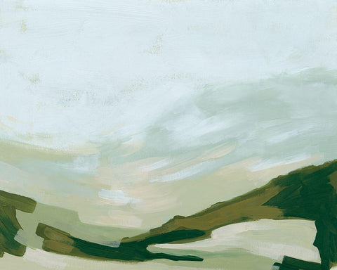 Valley Green I White Modern Wood Framed Art Print with Double Matting by Vess, June Erica