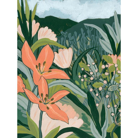 Spring Valley Blooms I Gold Ornate Wood Framed Art Print with Double Matting by Vess, June Erica