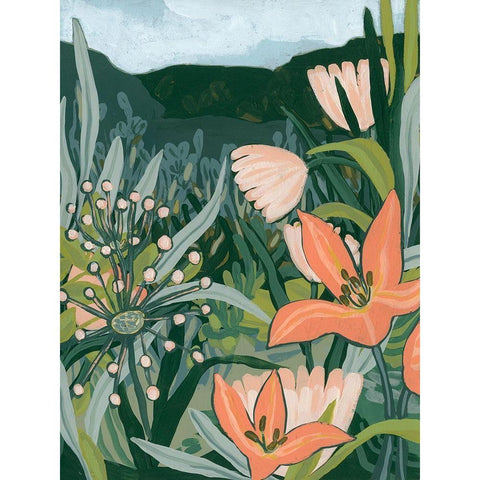 Spring Valley Blooms II White Modern Wood Framed Art Print by Vess, June Erica