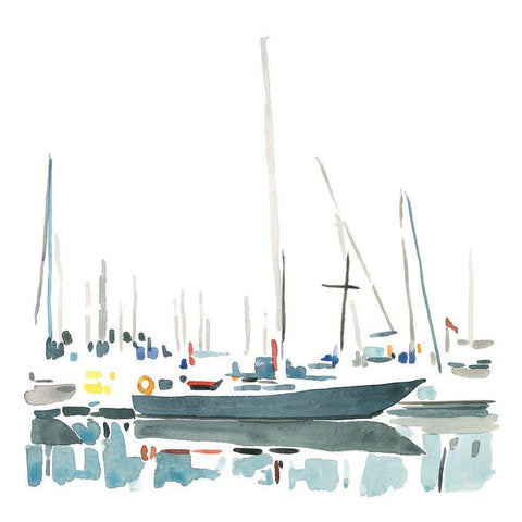 Sailboat Scenery I Black Modern Wood Framed Art Print with Double Matting by Caroline, Emma