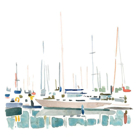 Sailboat Scenery II White Modern Wood Framed Art Print with Double Matting by Caroline, Emma