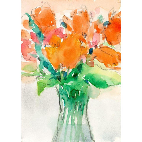 Cheerful Bouquet I White Modern Wood Framed Art Print by Dixon, Samuel