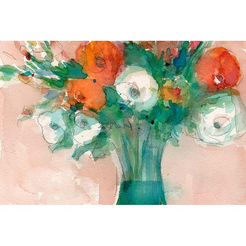 Abundant Bouquet I White Modern Wood Framed Art Print by Dixon, Samuel