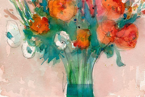 Abundant Bouquet II White Modern Wood Framed Art Print with Double Matting by Dixon, Samuel