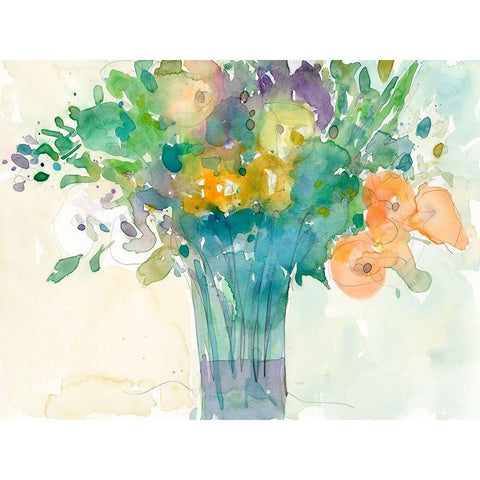 A Splash of Teal I White Modern Wood Framed Art Print by Dixon, Samuel