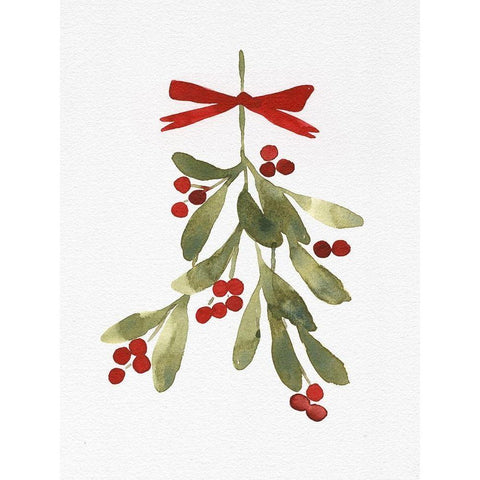 Mistletoe Bow I Black Modern Wood Framed Art Print with Double Matting by Caroline, Emma