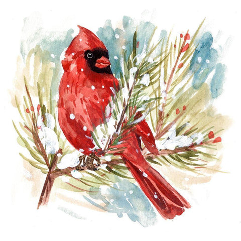 The Cardinal I White Modern Wood Framed Art Print by Wang, Melissa