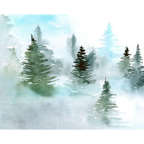 Foggy Evergreens II Gold Ornate Wood Framed Art Print with Double Matting by Parker, Jennifer Paxton