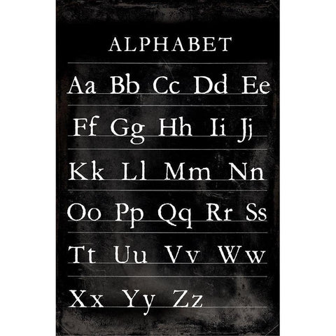 Alphabet Chart Black Modern Wood Framed Art Print with Double Matting by Vision Studio