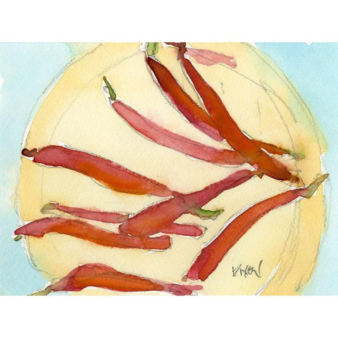 Peppers on a Plate I Gold Ornate Wood Framed Art Print with Double Matting by Dixon, Samuel