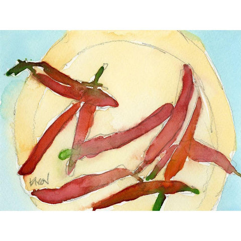 Peppers on a Plate II Gold Ornate Wood Framed Art Print with Double Matting by Dixon, Samuel