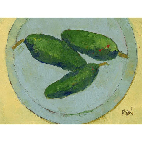 Peppers on a Plate IV Gold Ornate Wood Framed Art Print with Double Matting by Dixon, Samuel