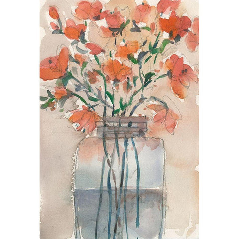 Flowers in a Jar II White Modern Wood Framed Art Print by Dixon, Samuel