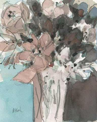 Two Hues II White Modern Wood Framed Art Print with Double Matting by Dixon, Samuel