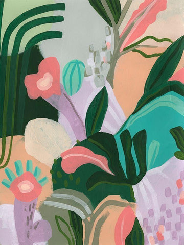 Jungle Jigsaw I White Modern Wood Framed Art Print with Double Matting by Vess, June Erica