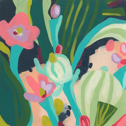 Tropical Celebration I White Modern Wood Framed Art Print by Vess, June Erica