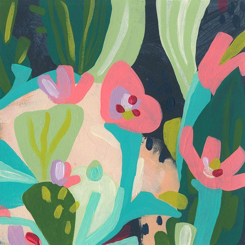 Tropical Celebration III White Modern Wood Framed Art Print by Vess, June Erica