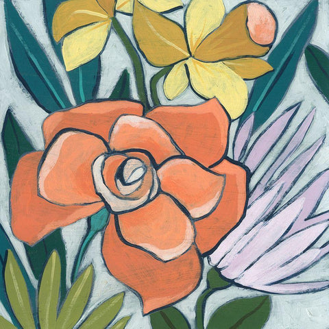 Window Box Garden II White Modern Wood Framed Art Print with Double Matting by Vess, June Erica