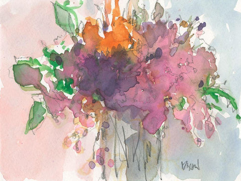 Floral Charm II White Modern Wood Framed Art Print with Double Matting by Dixon, Samuel