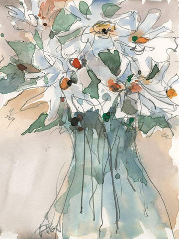 Daisy Point of View I White Modern Wood Framed Art Print with Double Matting by Dixon, Samuel