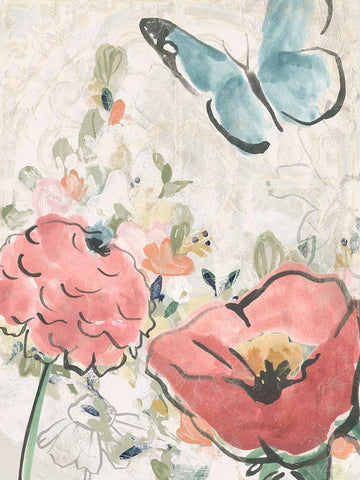 Meadow Spring II White Modern Wood Framed Art Print with Double Matting by Vess, June Erica