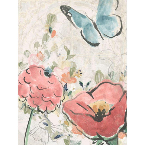 Meadow Spring II Black Modern Wood Framed Art Print with Double Matting by Vess, June Erica