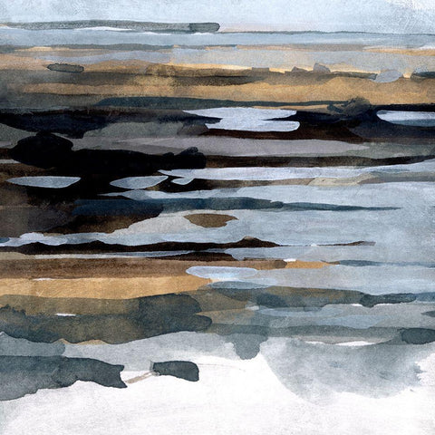 Fall Reflections II White Modern Wood Framed Art Print with Double Matting by Caroline, Emma