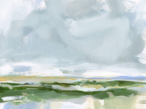 Soft Winds II White Modern Wood Framed Art Print with Double Matting by Long, Christina