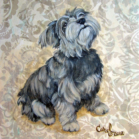 Playful Pup IX Black Modern Wood Framed Art Print with Double Matting by Dillon, Carol