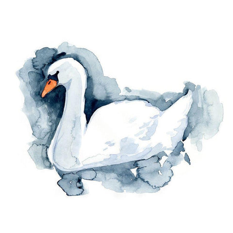 Silverlake Swan II Black Modern Wood Framed Art Print by Green, Jacob