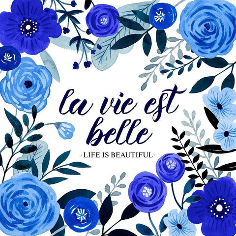 Blue Beautiful I Black Modern Wood Framed Art Print with Double Matting by Popp, Grace