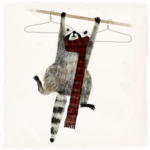 Rascally Raccoon I White Modern Wood Framed Art Print with Double Matting by Barnes, Victoria