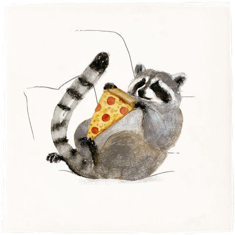 Rascally Raccoon II Black Modern Wood Framed Art Print with Double Matting by Barnes, Victoria