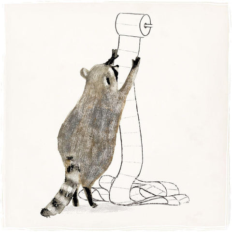 Rascally Raccoon IV Black Modern Wood Framed Art Print with Double Matting by Barnes, Victoria