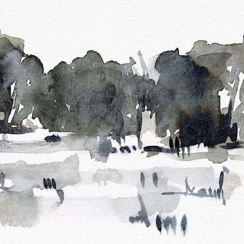 December Landscape III Black Modern Wood Framed Art Print with Double Matting by Caroline, Emma