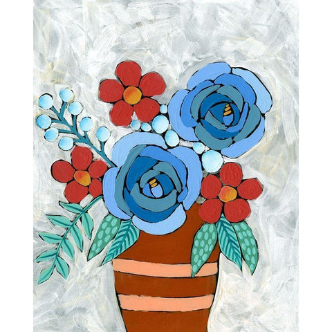 Bleu Blume II Gold Ornate Wood Framed Art Print with Double Matting by Moore, Regina