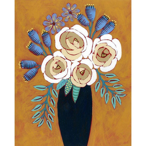 Neutral Blume I Black Modern Wood Framed Art Print by Moore, Regina