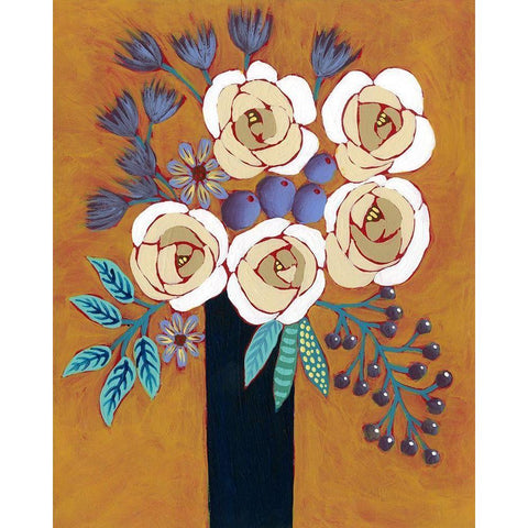 Neutral Blume II Black Modern Wood Framed Art Print by Moore, Regina