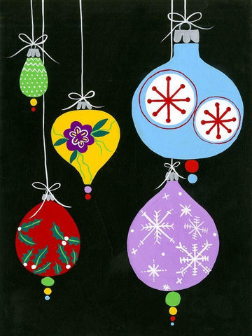 Jazzy Christmas III White Modern Wood Framed Art Print with Double Matting by Moore, Regina