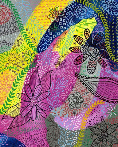 Chaotic I White Modern Wood Framed Art Print with Double Matting by Moore, Regina