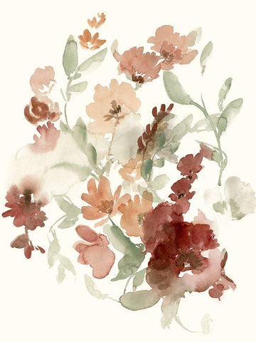 Waning Bouquet I Black Ornate Wood Framed Art Print with Double Matting by Goldberger, Jennifer