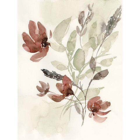 Dusty Flower Composition II Black Modern Wood Framed Art Print with Double Matting by Goldberger, Jennifer